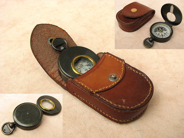 Early 20th century R.G.S. pattern pocket compass with leather case